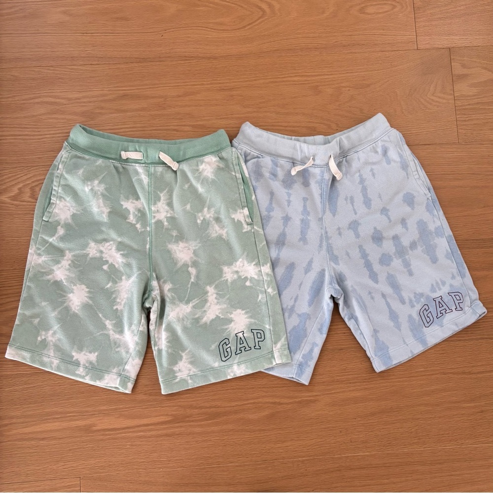 VGUC GAP Kids Green and Blue tie-dye cotton drawstring Shorts Set size XXL